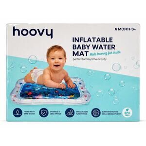 Hoovy Inflatable Play Water Mat w Floating Fish Ages 6+ Months Activity Center